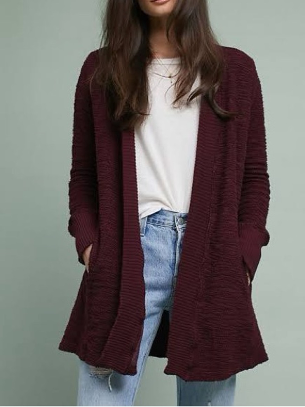 T.La for Anthropologie "Almandine" Textured Cardigan